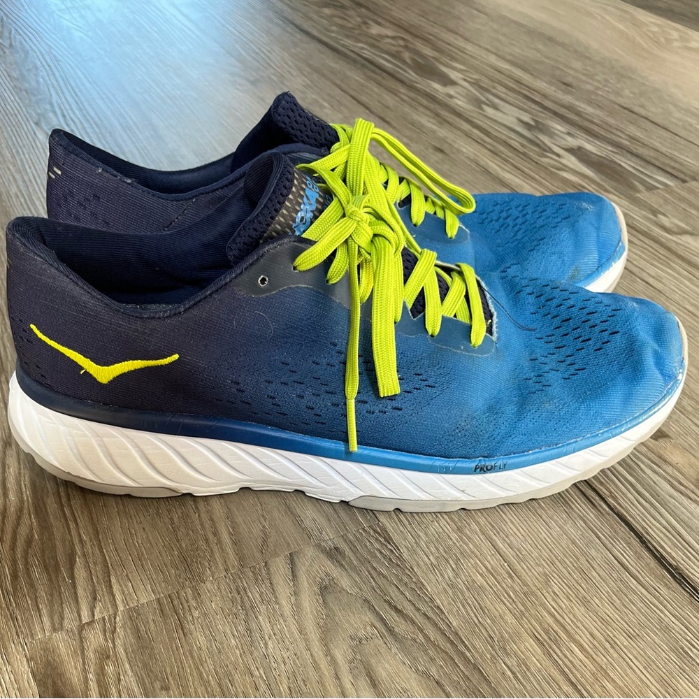 Men's Hola One One Cavu Blue and Yellow/green Running Shoes